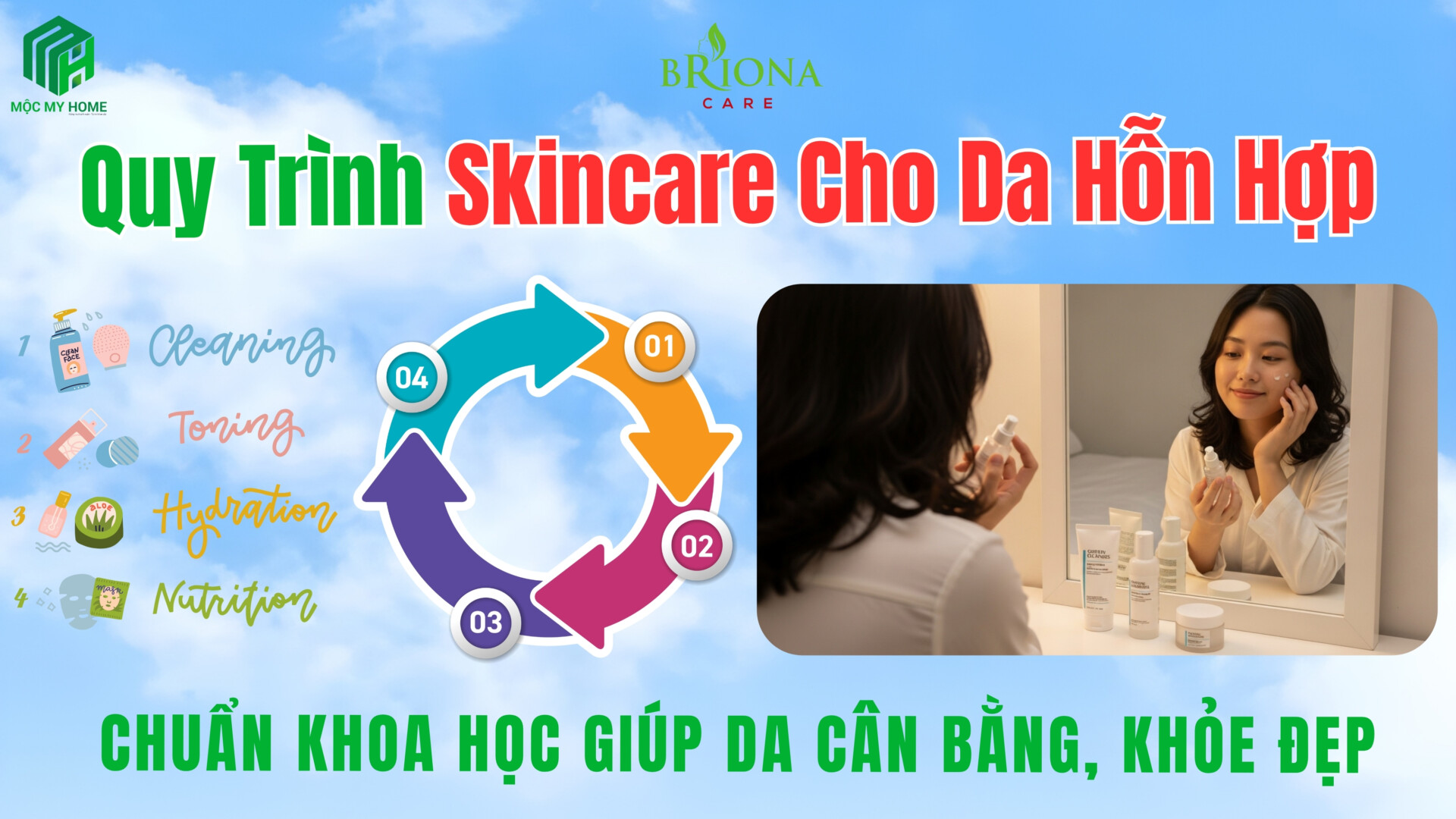 Bản sao của Bản sao của Bản sao của Bản sao của Bản sao của Blue Minimalist Clean New Serum Skincare Promotion Instagram Post (2200 x 949 px) (1200 x 630 px) (1280 x 720 px) (2) Quy trình skincare cho da hỗn hợp giúp da cân bằng, khỏe mạnh và đẹp tự nhiên
